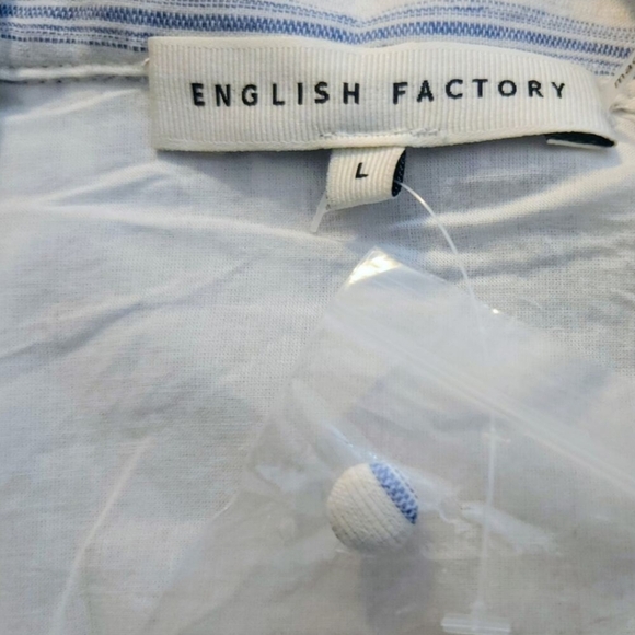 ENGLISH FACTORY Collar Shirt Mini Dress Blue White Women NWT $110 - Picture 9 of 9